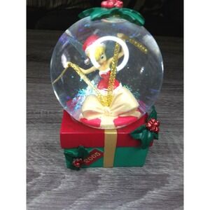 Disney Store Tinker Bell Christmas Snow Globe 2005 Holiday Present Wrapping EUC‎